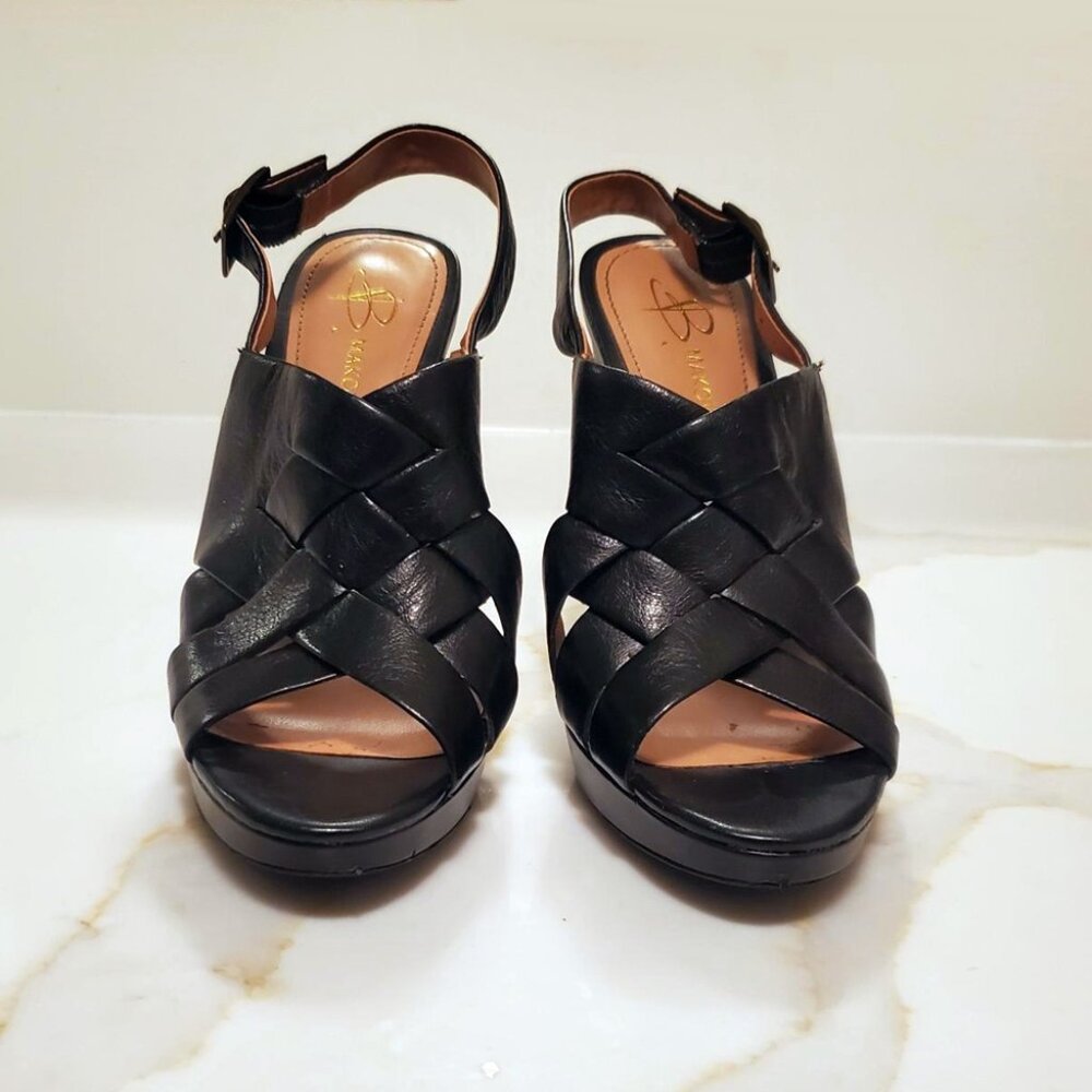 B. MAKOWSKY Nicole Leather Gladiator Strappy Heels Sandals Black Sz 8 EUC - Picture 4 of 8